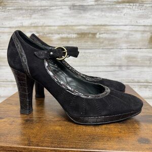Donald J Pliner Women's Mary Jane Heels Size 10 Black Suede Leather